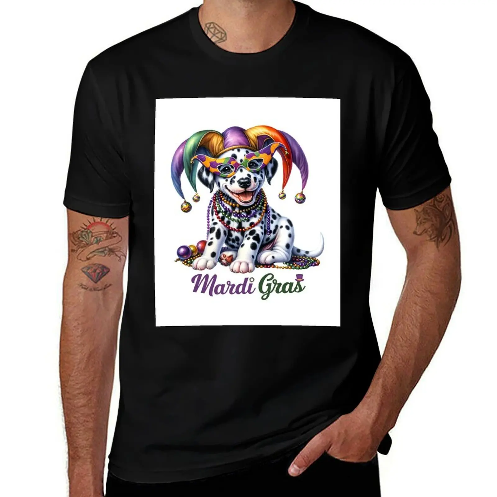 Mardi Gras Cute Dalmation Puppy T-Shirt Running Performance Short Sleeve Tee T-Shirt