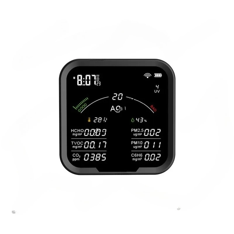 Multifunctional air quality detector PM2.5PM10 CO2 TVOC clock temperature and humidity detector WiFi version