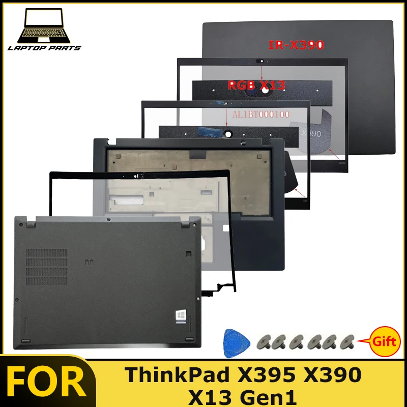 For ThinkPad X395 X390 X13 Gen1 Laptop LCD Back Cover HInges Front Bezel Palm Rest Bottom Case replacement parts