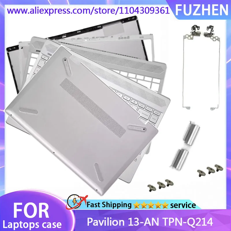 New Cover For Pavilion 13-AN TPN-Q214 Laptops LCD Back Cover/Front Bezel/Hinges/Palmrest Keyboard/Bottom Case  Silver hinge