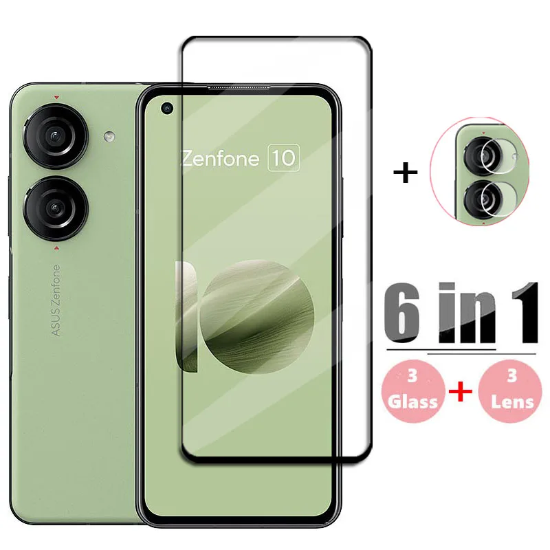 6in1 Full Cover Glass For Asus Zenfone 10 Tempered Glass Asus Zenfone 10 Screen Protector Protective Phone Film Asus Zenfone 10