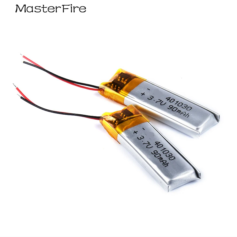 2pcs/lot 3.7V 90mah Rechargeable Lithium Polymer Battery 401030 for Bluetooth Headset Smart Bracelet Remote Controller Batteries