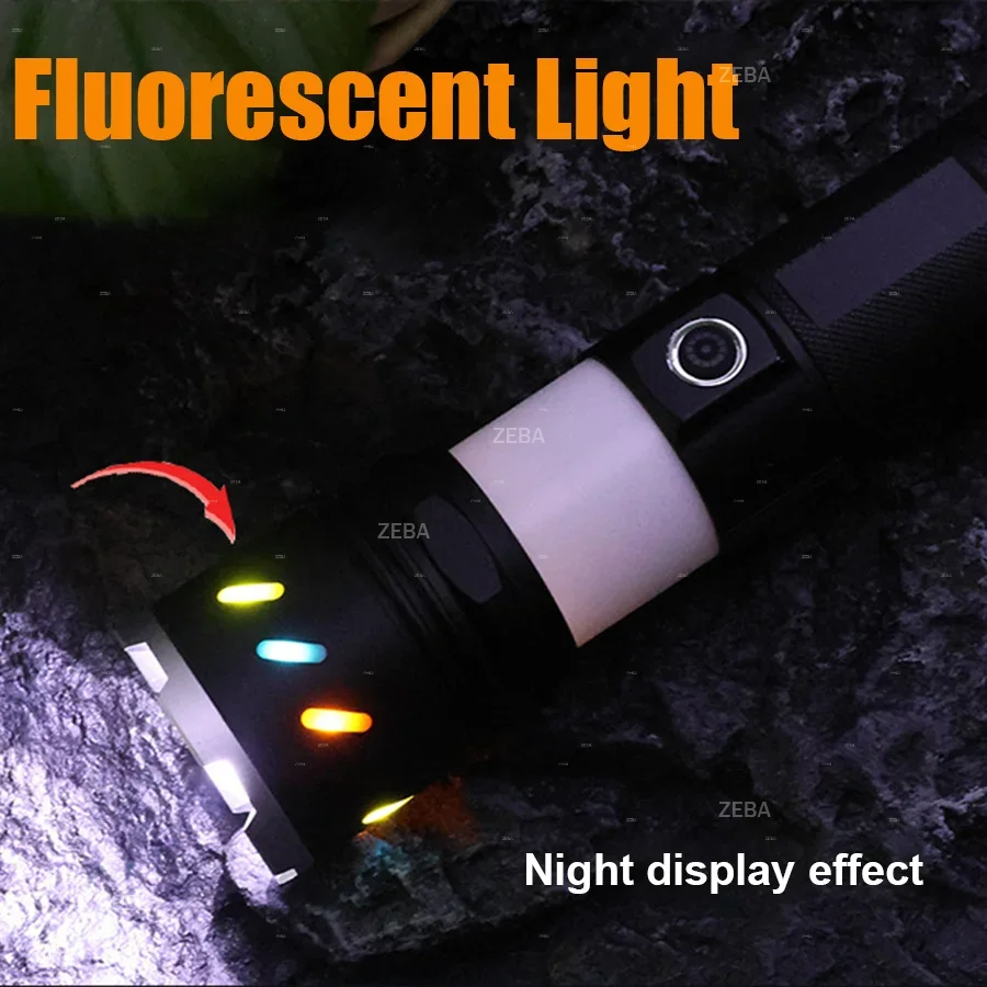 Rechargeable LED Flashlight Zoomable Torch Built-in Battery Most Powerful Flashlights Side Light Tactical Lantern Camping Lamp