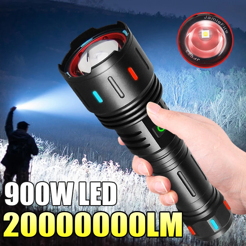 Most Powerful Flashlight Portable Rechargeable LED Lamp With Fluorescent Light Long Range Tactical Flashlights Camping Lantern