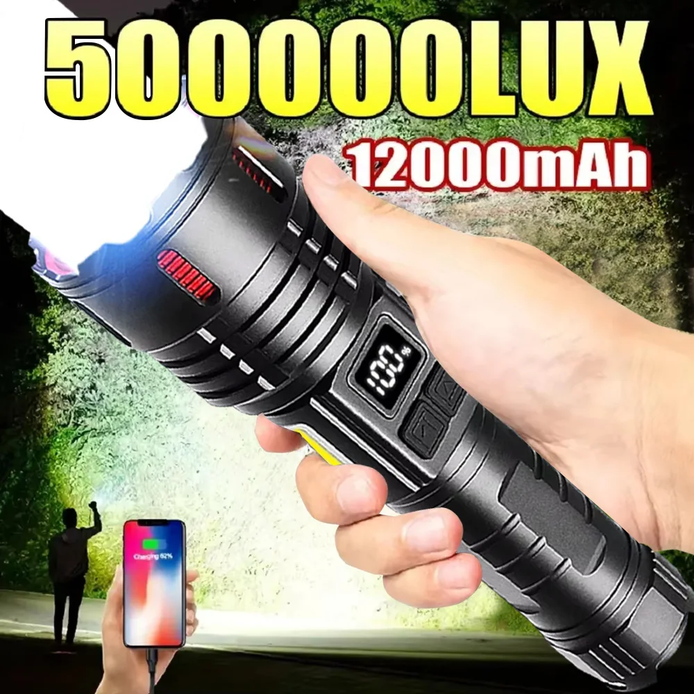 2025 Most Powerful Flashlight Super Bright Rechargeable Led Torch 50000000LM Long Range Tactical Flashlights With Magnet Lantern