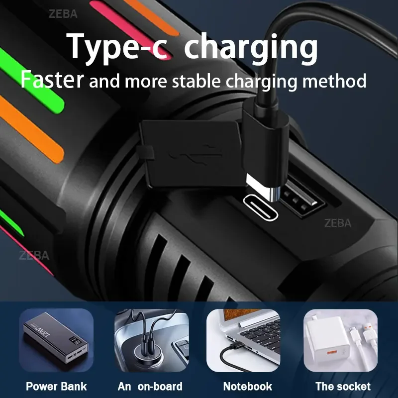 500000LM800W/300W Most Powerful Led Flashlight High Power Rechargeable Tactical Flash Light Torch Light Camping Hunting Lantern