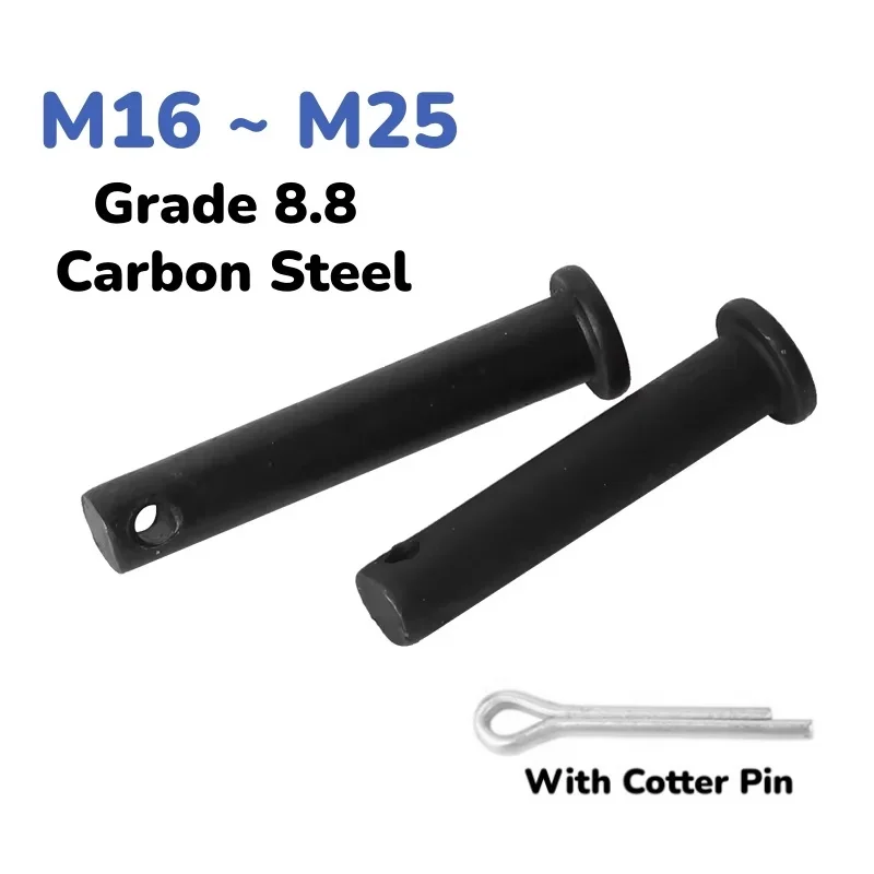 8.8 Grade Black High Strength Clevis Pin With Cotter Pin Set M16-M25 Flat Head Positioning Pin