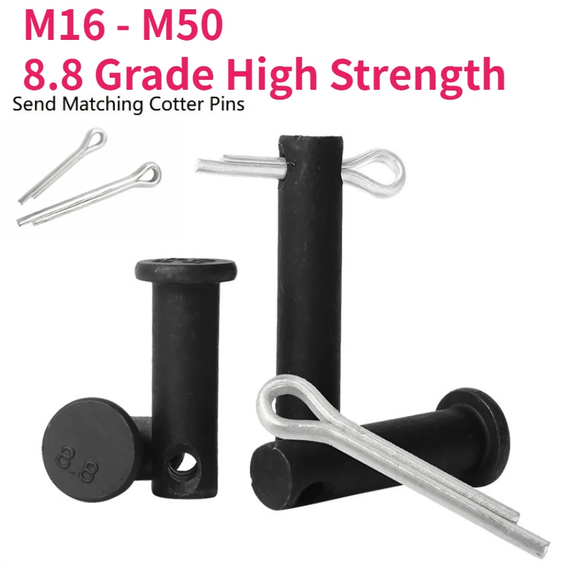 M16 - M50 8.8 Grade High Strength with Hole Pin Shaft Cotter Pin Set Flat Head Cylindrical Plug Positioning Pin GB882