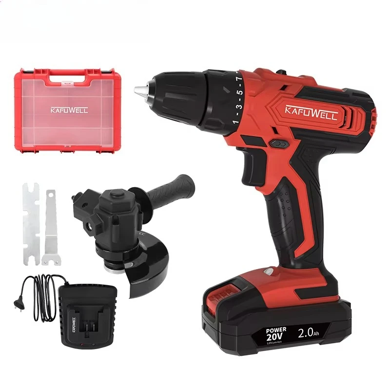 BS5136 Household Lithium Power Drills Cordless Lithium Electric Impact Drill Set With Angle Grinder Conversion Head