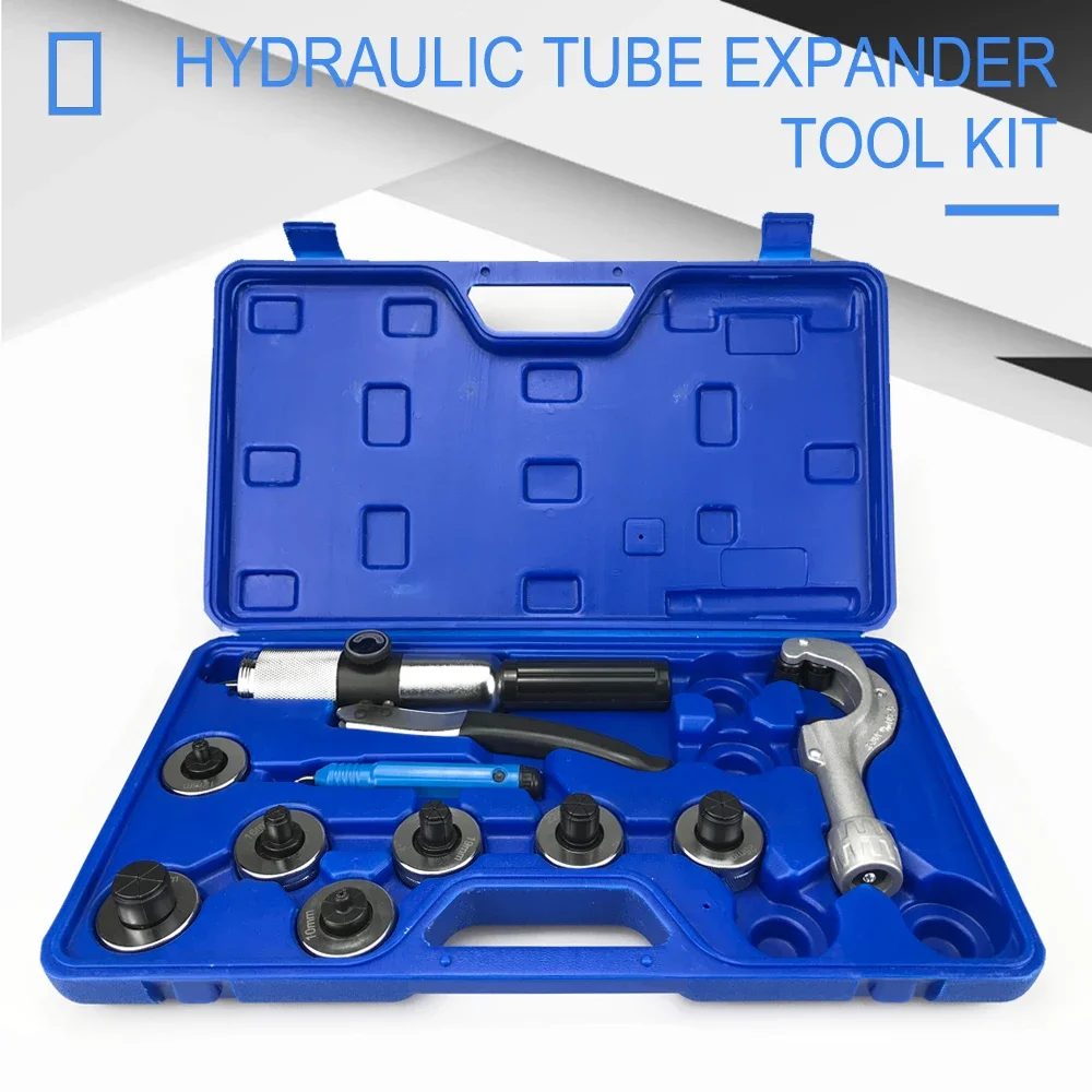 Manual Hydraulic Tube Expander Tool Kit with 7 Pipe Expander Heads Air Conditioner Copper Tube Flapper Refrigerator Tube Flapper