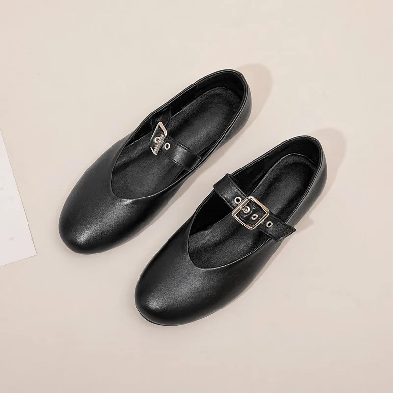 AIYUQI Women Mary Jane Shoes 2026 Autumn Natural Genuine Leather Vintage Women Shoes Pointed Toe Ballet Flat Casual Shoes Women