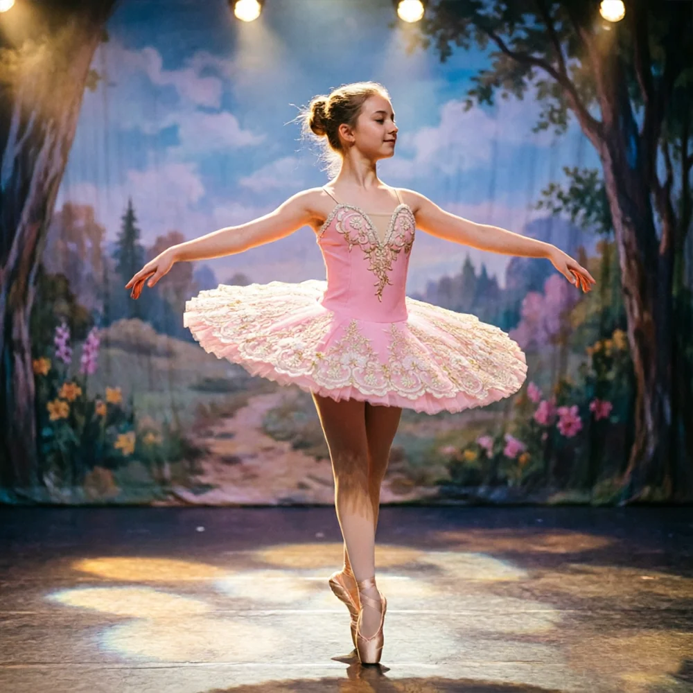 Girls' Children's Ballet Tutu Dress Little Swans Dance Costume with Straps Princess Tulle Skirt for Stage Performance & Recital
