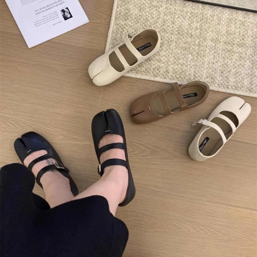 Bailamos Brand Fashion Split Toe Flats Shoes Women Ballerina Ninja Tabi Cozy Loafers Female Casual Moccasins Ladies Ballet Shoes