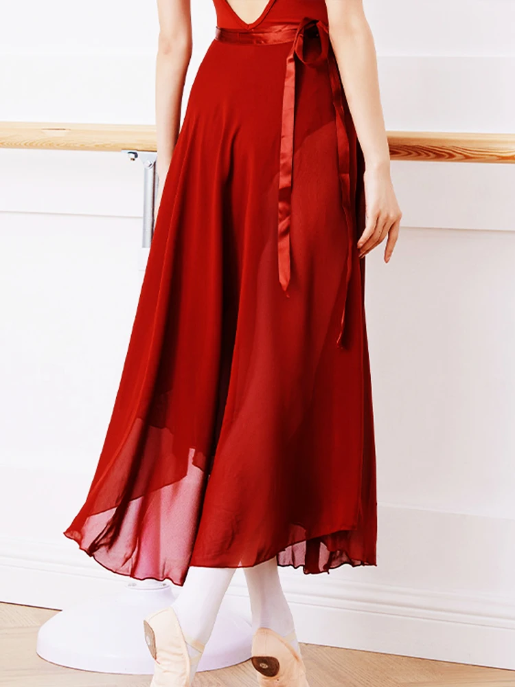 Adult Ballet Wrap Skirt for Women Soft Chiffon Dance Practice Skirt Ballet Class Performance Cover Up