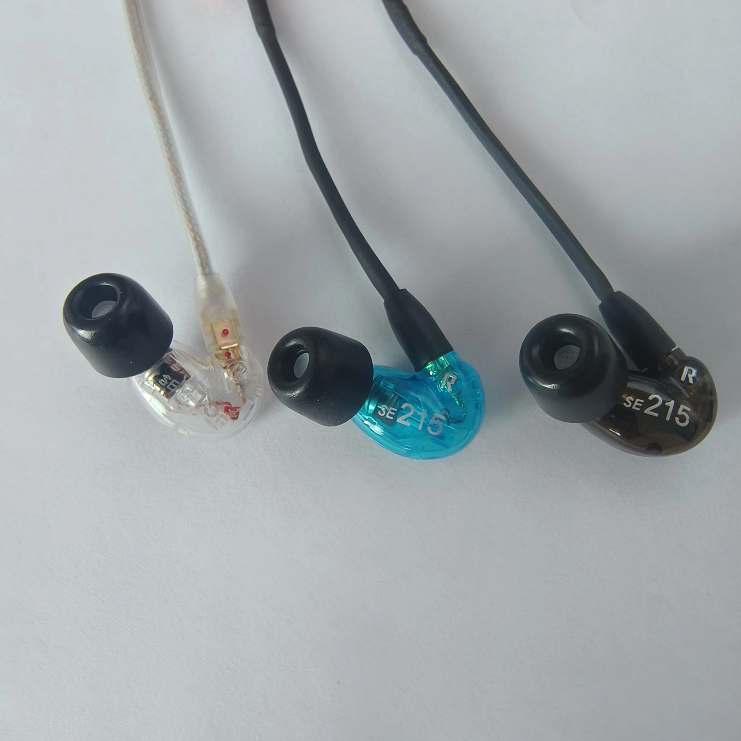 High quality SE215 Hi-fi stereo Headphones 3.5MM In ear Earphones Separate Cable earbuds with Box Transparent black blue