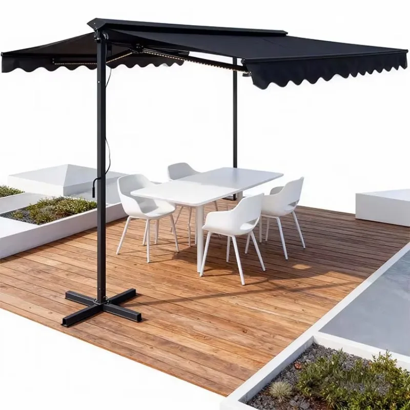 2026 Electric Retractable Rain Cover And LED Light A9200 Double-sided Waterproof Sunshade With Fast Supply Speed