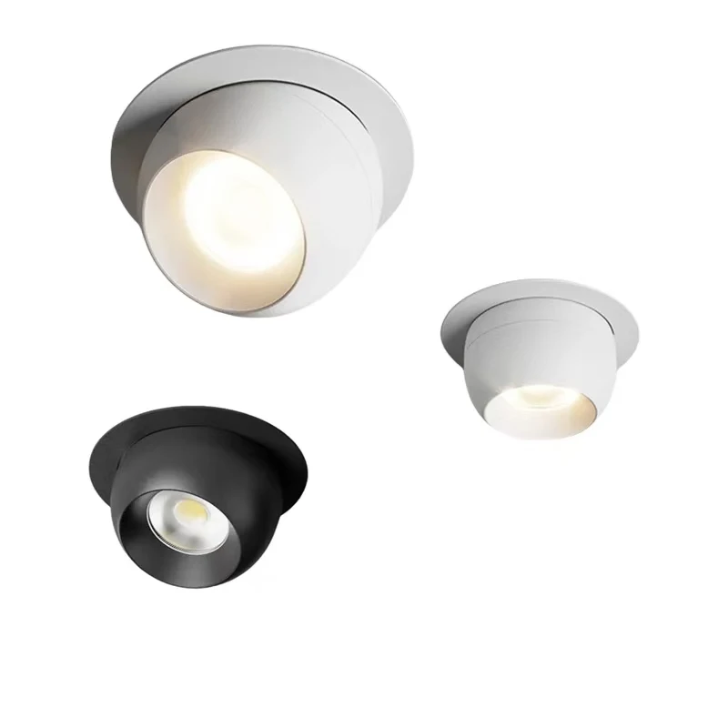 Round 360° Rotate Dimmable LED COB Recessed AC90V-220V Downlight 7W10W12W15W Ceiling Spot Light Background Indooor Living Room