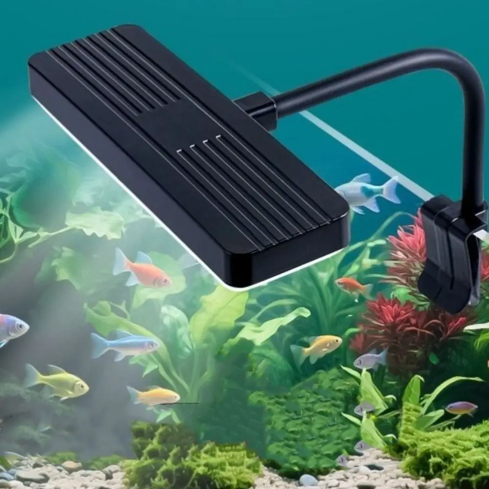 Dimmable Aquarium LED Light Super Slim 360° Rotatable Fish Tank Light Clip-on High Brightness Full Spectrum Grow Lamp