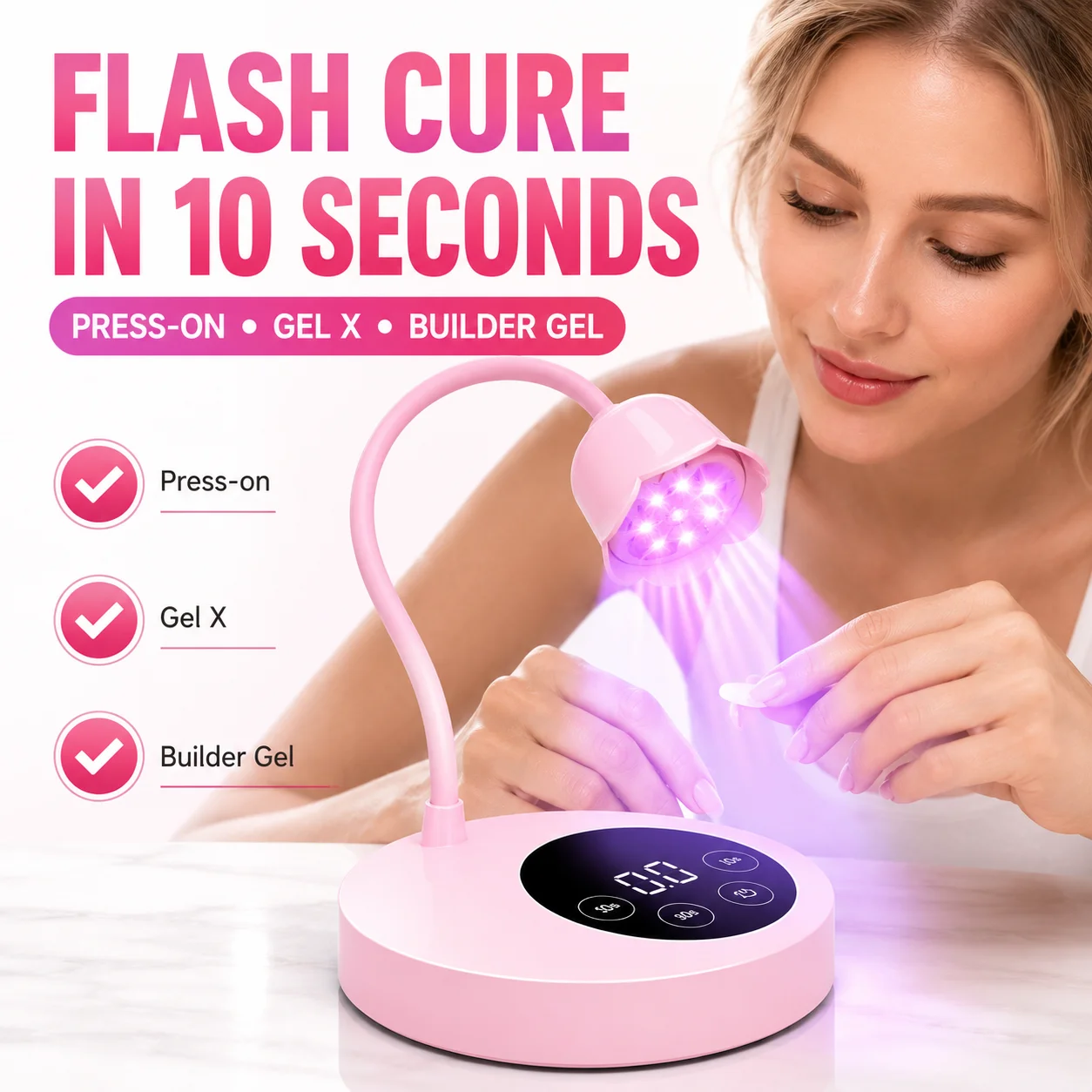 UV LED Nail Lamp Rechargeable UV Light for Gel Nails Cordless Portable Nail Dryer 360°Rotatable Polish Drying Lamp With Battery