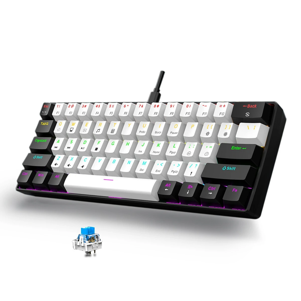 Keyboard mechanical 60percent key board mini gaming clavier teclado para computadora gamer klawiatura PC portable teclados white