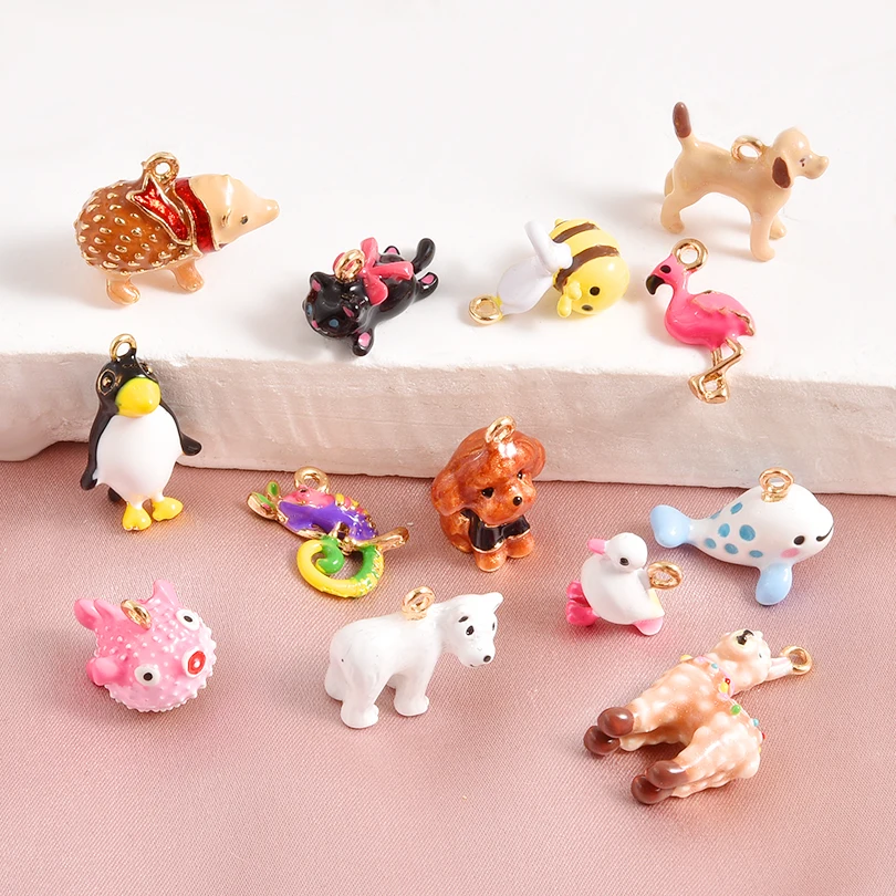 1pcs Fashion Girl Pendant Kawaii Animal Polar Bear Cat Charms For Jewelry Making Bracelets Keychains y2k Style Oil Drip Pendants