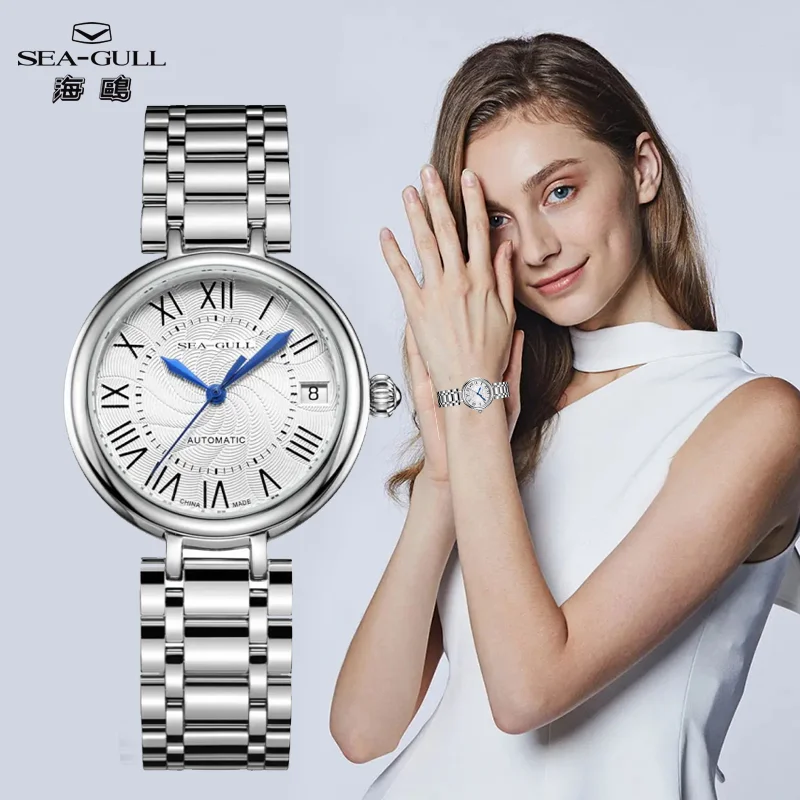 Seagull Reloj Fashion White Diamond Ladies Watch Top Brand Luxury Wrist Watch Simple Women Dress Watch Relogios Feminino 417L