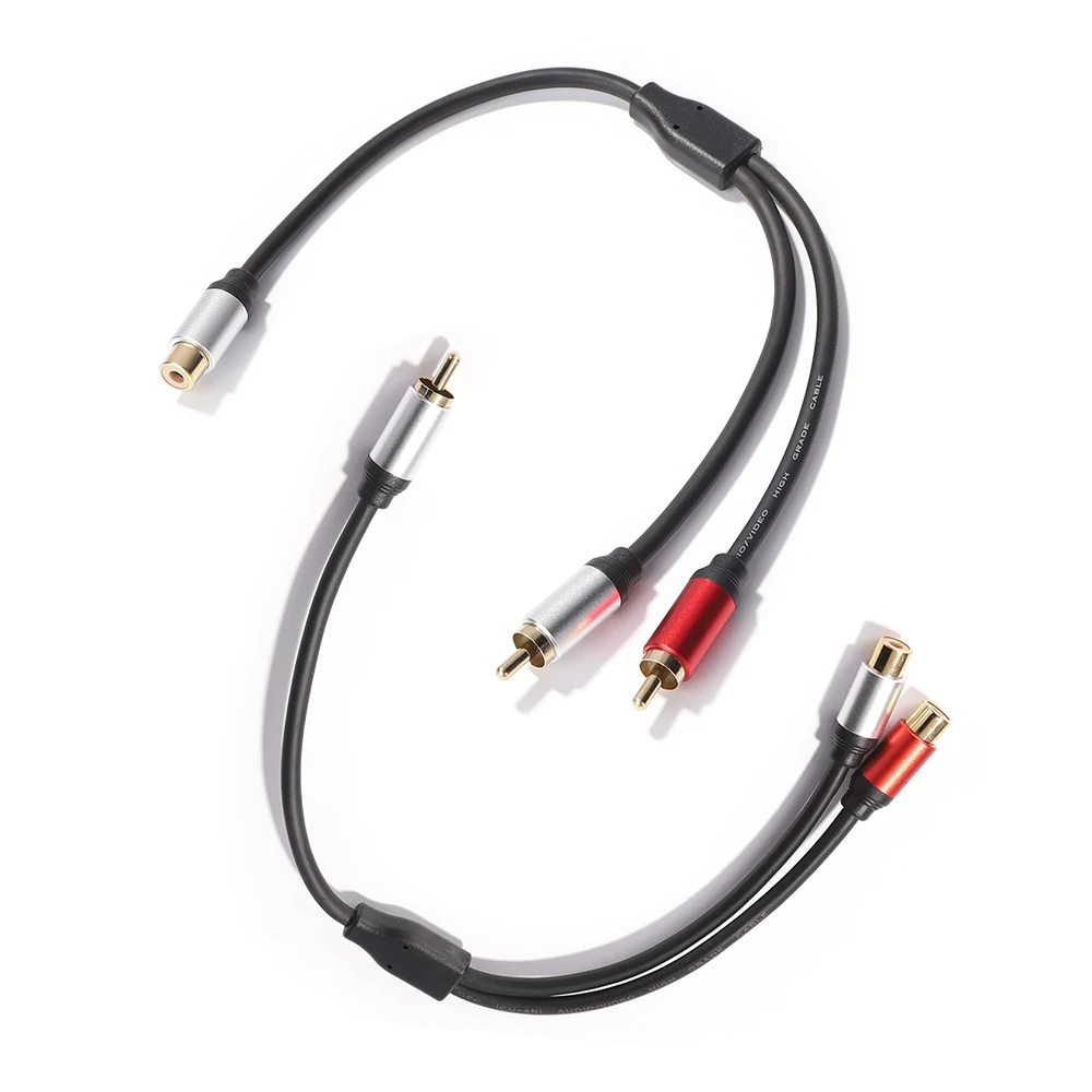 0.3M Gold Plated RCA 1 To 2 Jack Y Splitter Adapter Extension Cord Audio Cable for TV DVD Player Subwoofer Amplifier Speaker