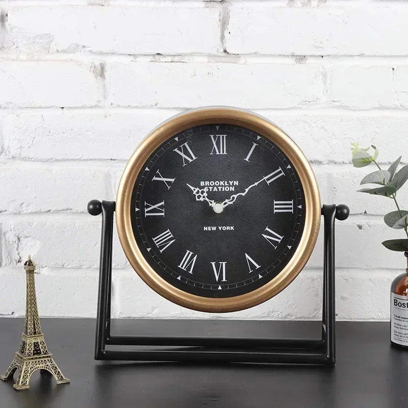 Living Room Portable Desk Clock Home Desktop Clock Decoration American Creative Desktop Silent Art Desk Clock