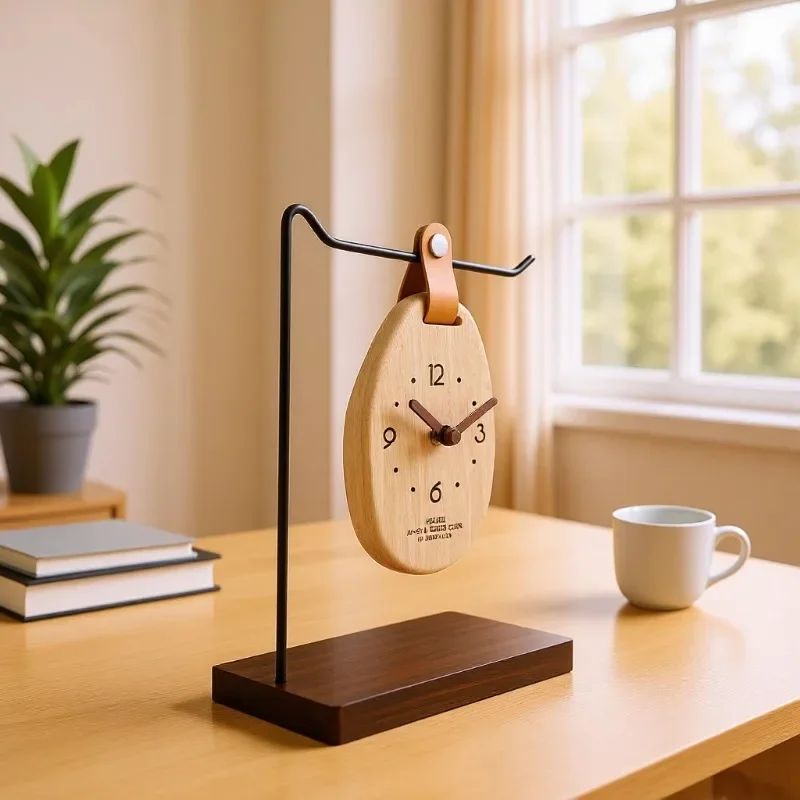 2025 New Creative Solid Wood Desk Clock - High Aesthetic Log-style Tabletop Clock Ornament For Bedroom Home Decoration