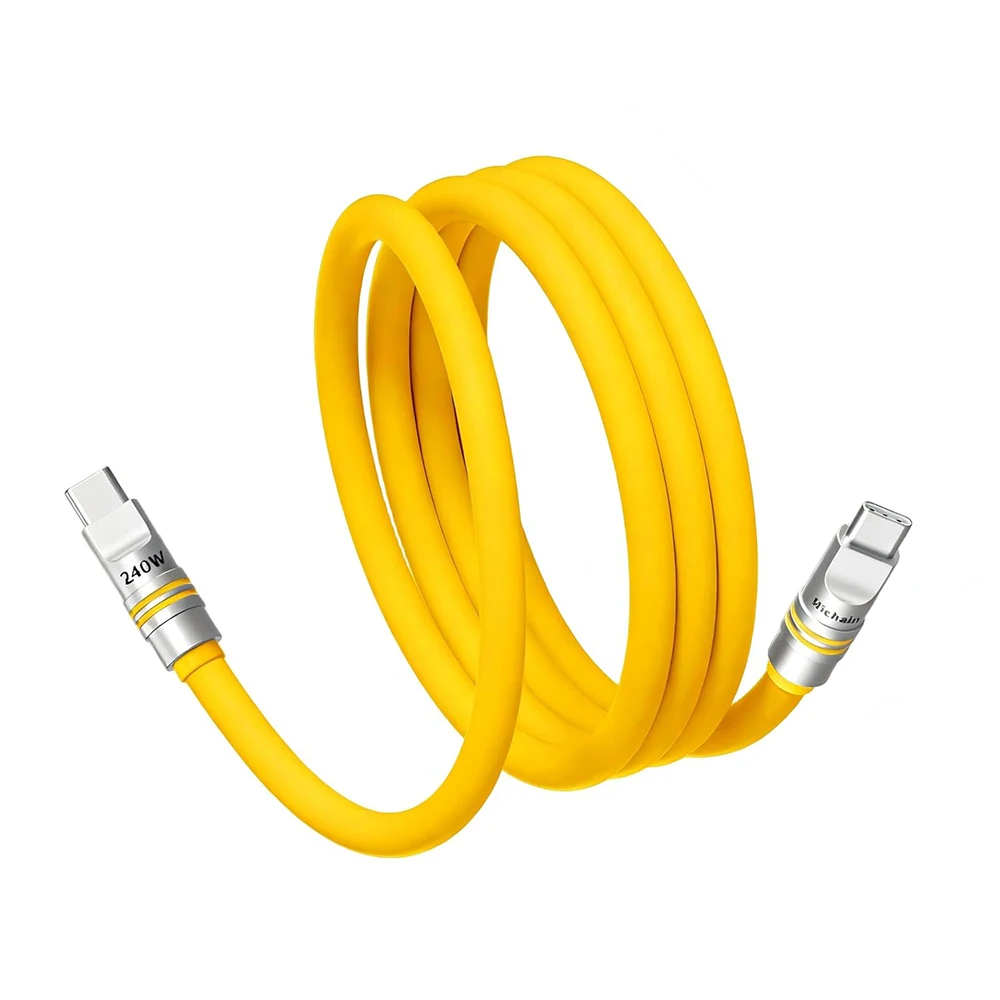 PD240W USB C To C Fast Charging Cable For iphone Laptop Tablets Liquid Silicone Soft Phone Charging Cable 480Mbps Data Transfer