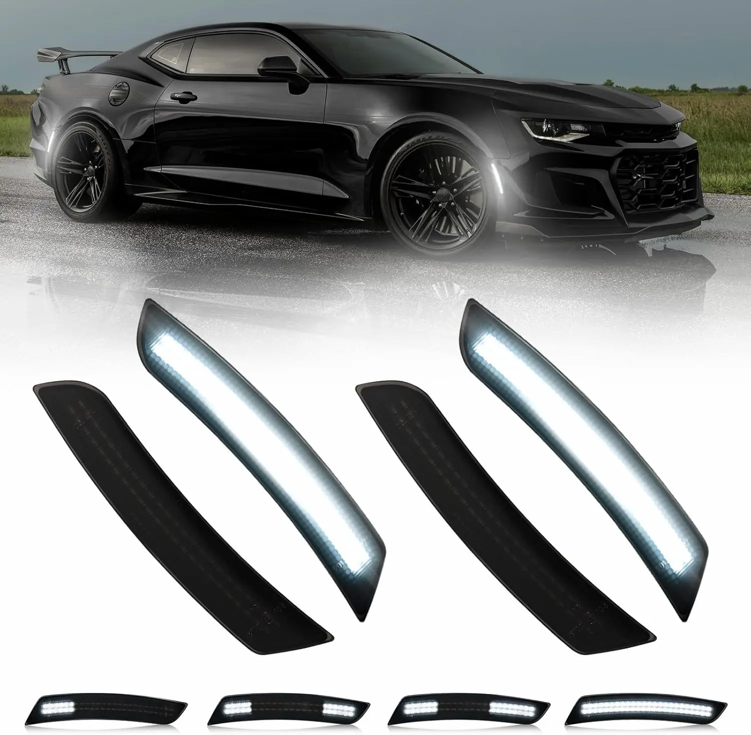 For Chevrolet Camaro Cadillac CTS ATS Car Accessories For Chevy Front Rear Bumper LED Side Marker Light Dynamic Whtie Lamp