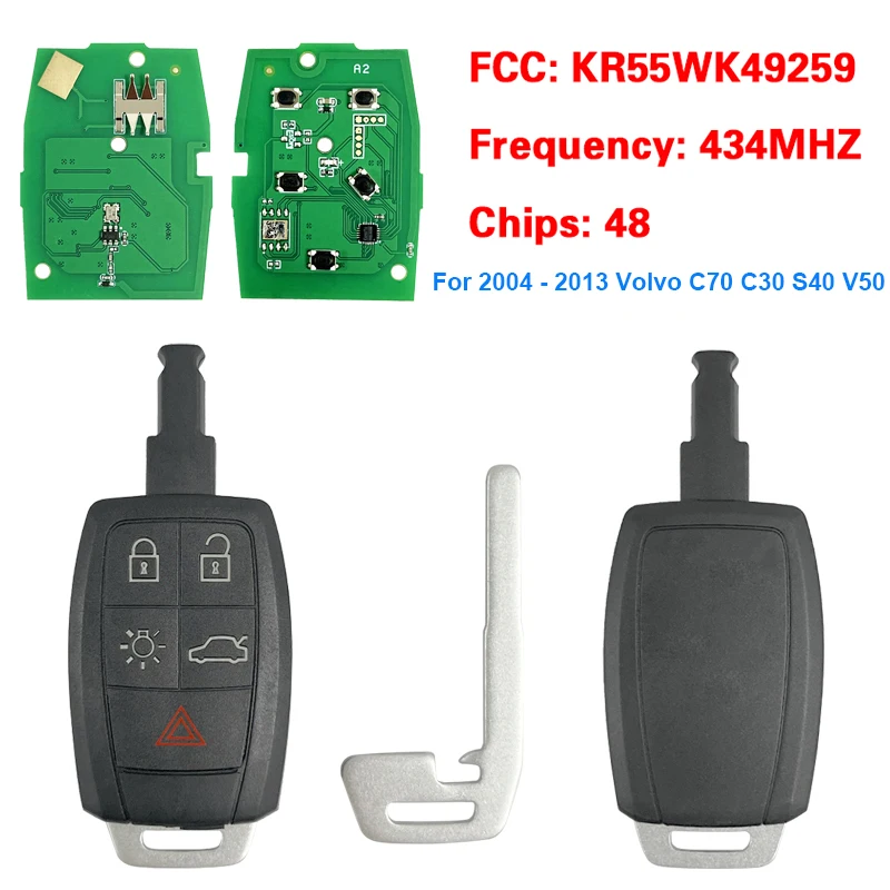 CN050009  KR55WK49259 ID48 Chip 433-434FSK PFK 31300258 Car Remote Control Key For Volvo C30 V40 S40 V50 D5 S60 C70 V70 XC90