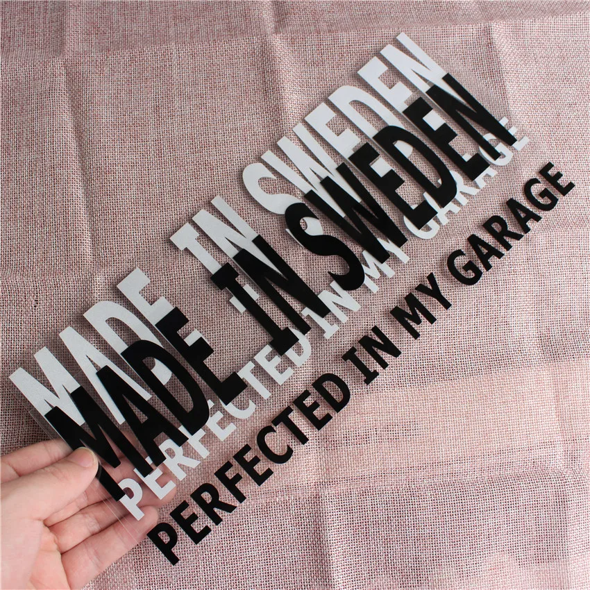28X8cm Made in Sweden Perfect in Garage Car Stickers PVC Decal Styling For Volvo R Design C70 C30 V70 V60 V50 V40 S40 S60 XC90