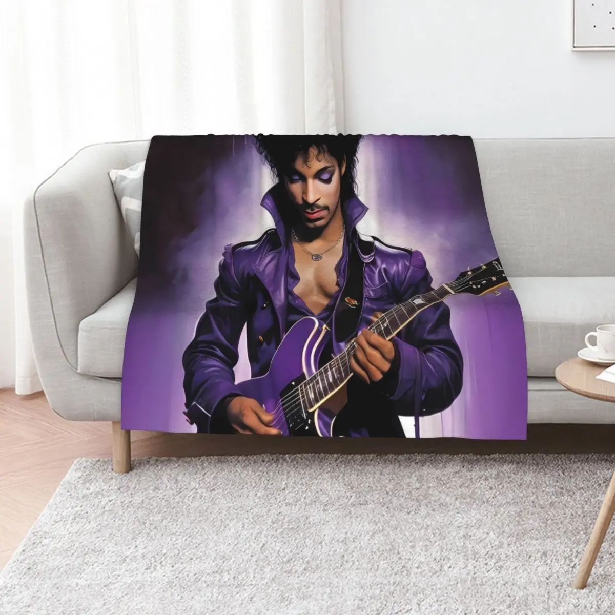 Prince playing Guitar under a Purple Light Throw Blanket Ultra Plush Cozy Blanket for Napping Sleeping