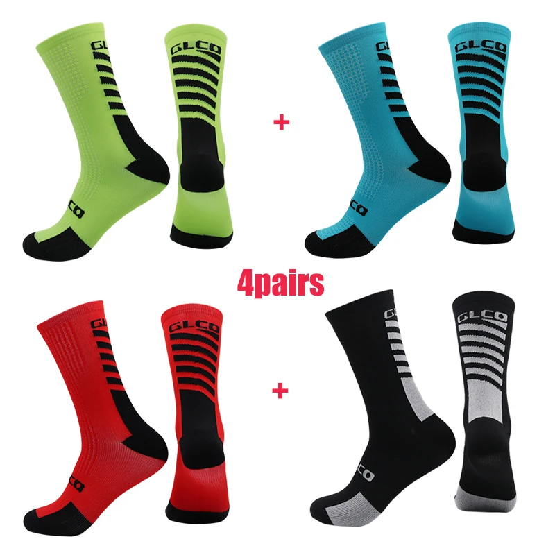 4Pairs/Set Aero Pure Color Cycling Socks Silicone Sports Non-Slip pro Racing Bicycle Summer Cool Calcetines Ciclismo