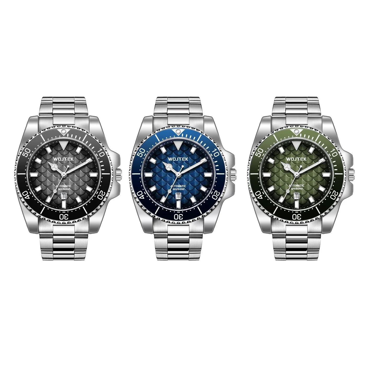 WOJTEK Automatic Mechanical Men's Watch with Steel Strap, Waterproof and Luminous Fashionable Business Men's Watch