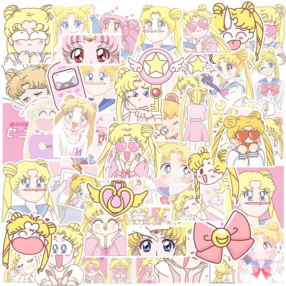 10/30/50pcs Kawaii Anime Sailor Moon Girl Stickers Waterproof Graffiti DIY Phone Case Water Bottle Notebook Cute Cartoon Decals