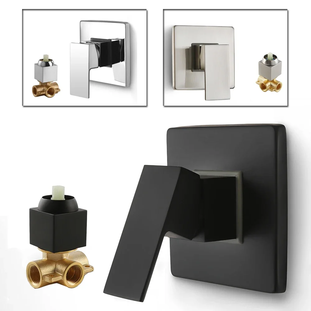 SKOWLL Hot and Cold Mixing Valve Body Faucet Copper Black Single Handle Concealed Shower Mixer Bathroom In-wall Type HG-8002