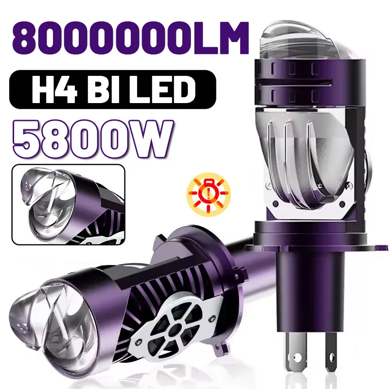 5800W H4 LED Headlight Bulb 9003 HB2 LED Projector Lens Canbus Super Bright 8000000LM 6000K Hi/Low Light Apply to Car&Motorcycle