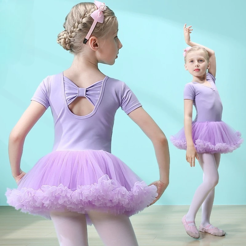 Short Sleeve Ballet Dress Kids Summer Dance Leotard Breathable for Dance Daily Practice Exams Performance Children Dance Outfit