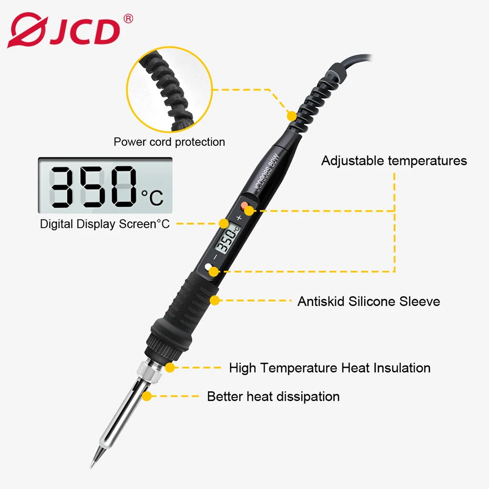 JCD Adjustable temperature soldering iron European standard household small repair soldering iron for carving flower POTS B-WH-3