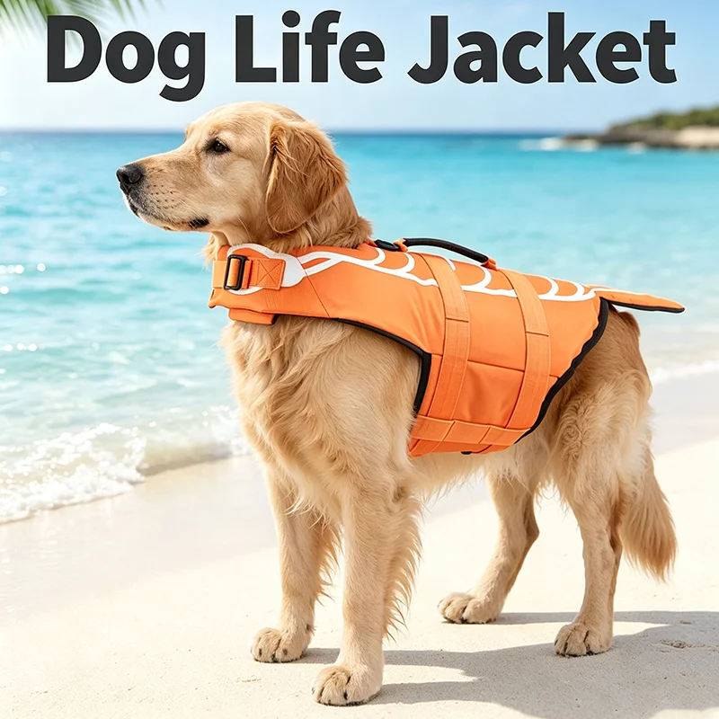 Dog Life Jacket Ladybug High Buoyancy Safety Pet Vest with Rescue Handle Adjustable for Swimming Boating Beach Small Medium Dogs