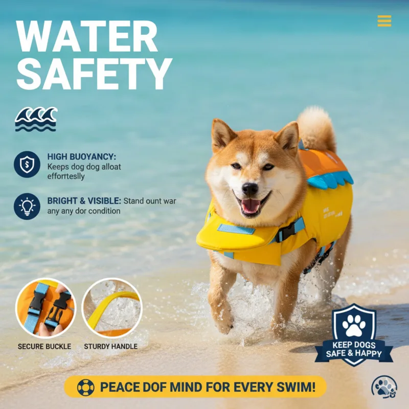 Dog Life Jacket Dinosaur Safety Pet Beach Boating Adjustable High Buoyancy Swimming Vest For Small Medium Large Dogs Summer Gift