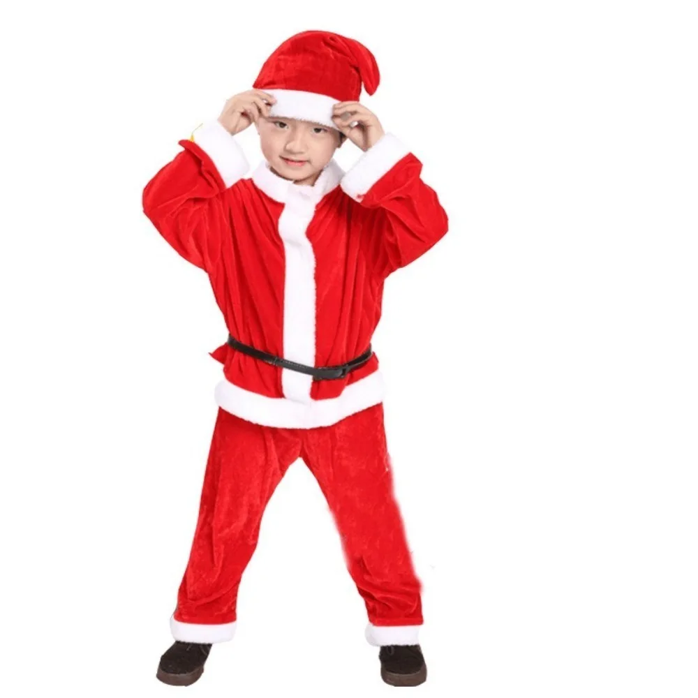 New Year Children Christmas Clothes Santa Claus Classic Cosplay Costume Set Soft Red Outfits Xmas Suit Wear Boys Girls Toddler