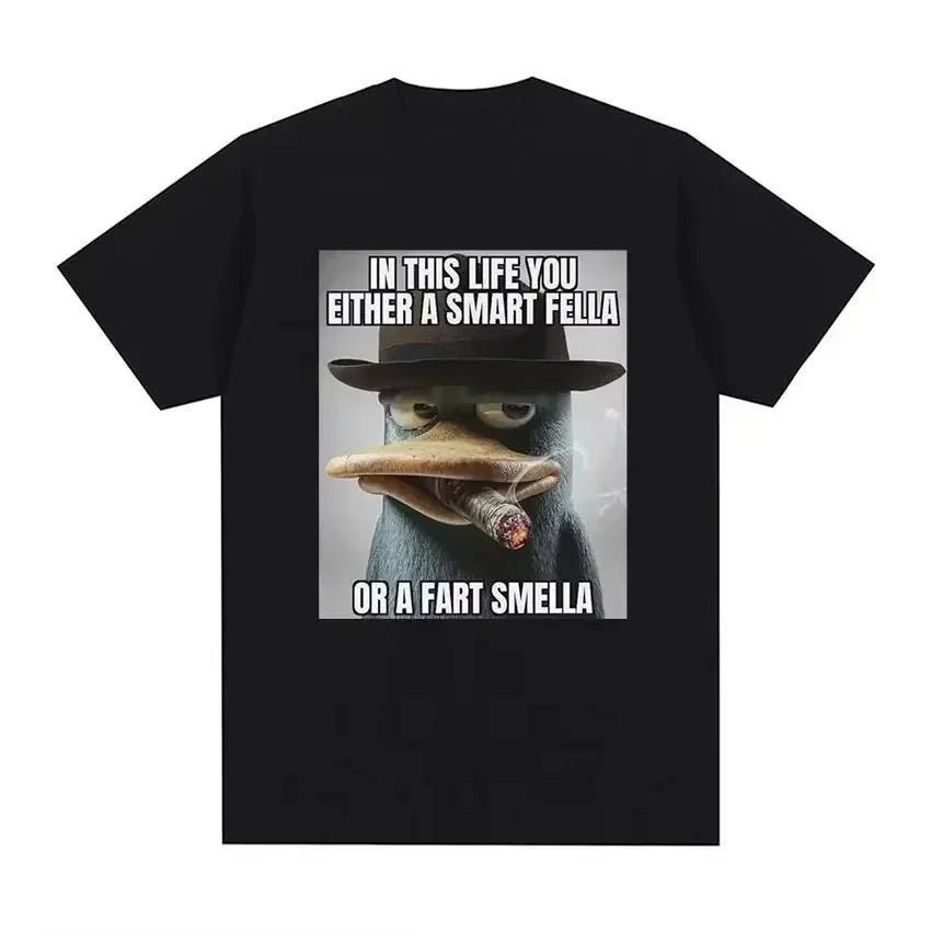 Perry Platypus Youre Either A Smart Fella or A Fart Smella Funny Graphic T-shirt Men's Women's Fashion T Shirts