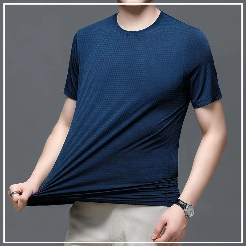 2024 New Summer Business Casual Fashion Versatile Round Neck Plaid Print Loose Oversized Minimalist Short Sleeved T-shirt