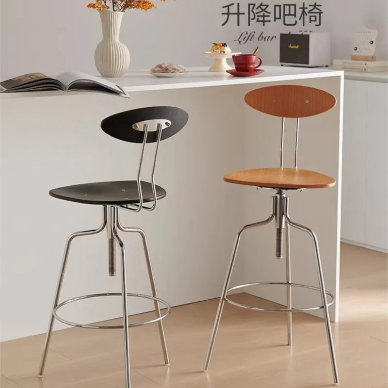 MOMO Rotating Bar Chair Medieval Nordic Home Backrest High Stool Bar Chair Bar Chair Cafe Liftable High Chair