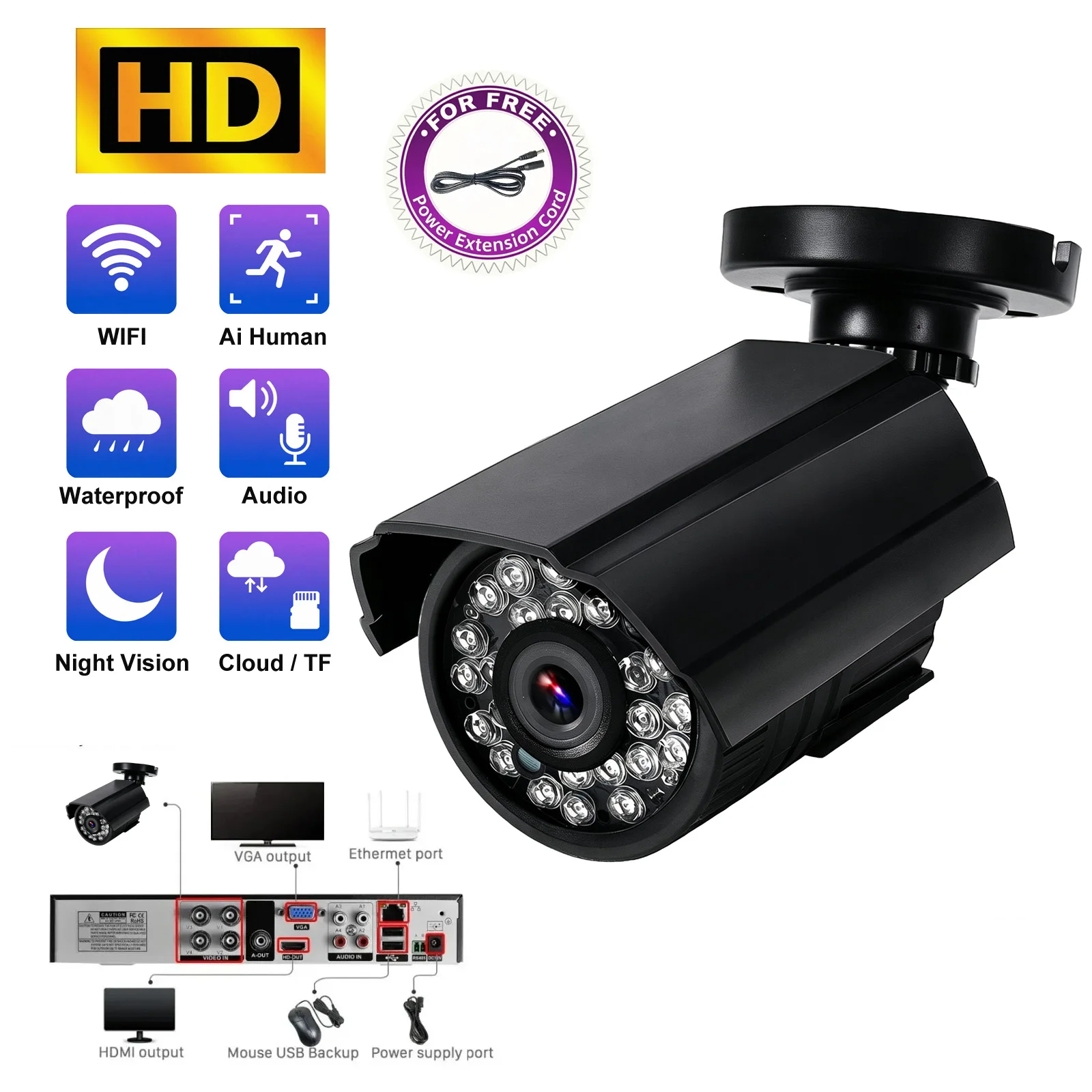 AHD Analog 5MP 1200TVL CCTV Camera Outdoor Weatherproof IR Night Vision Wired Security Surveillance IP AHD Analog Camera for Hom