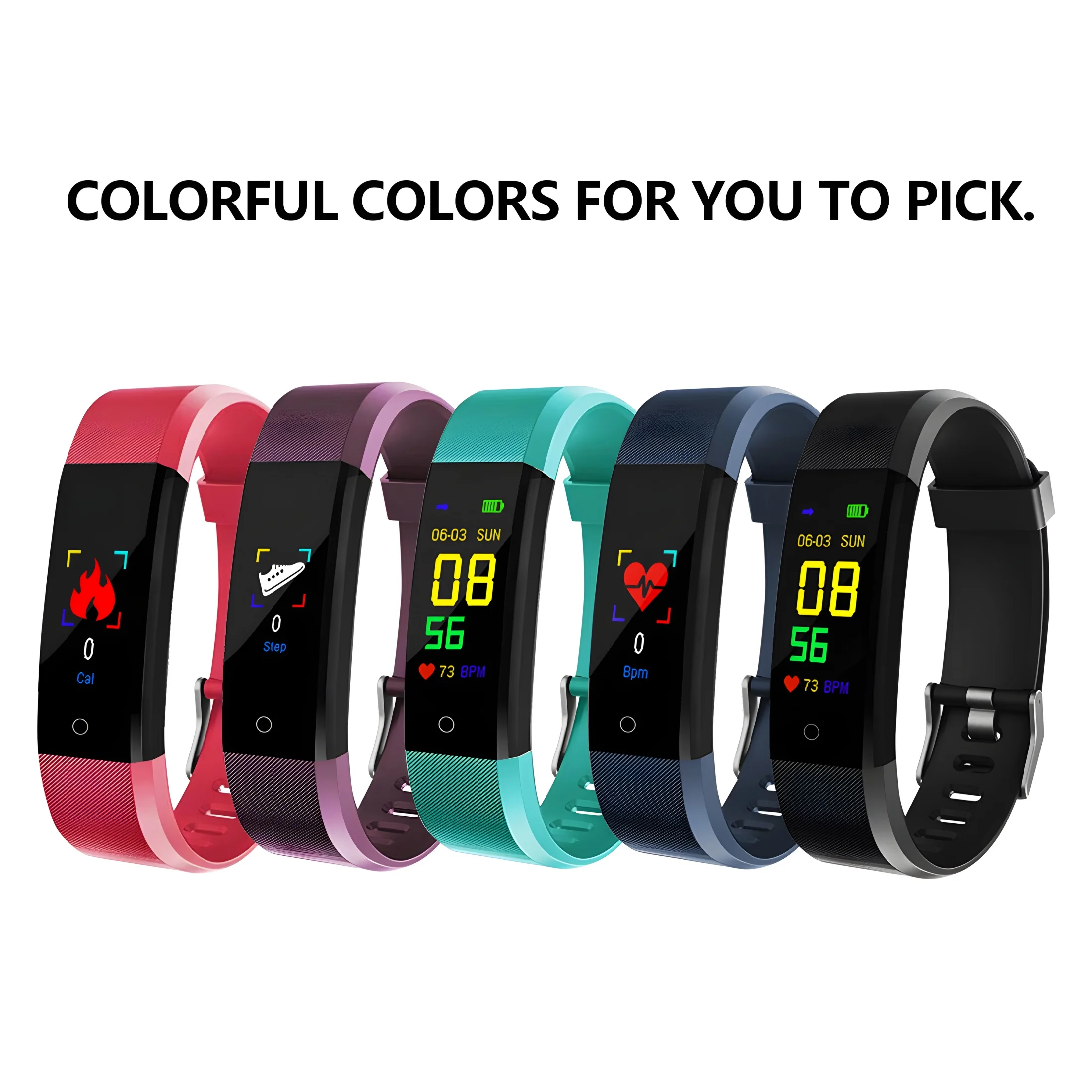 Smart Fitness Tracker Watch for Men & Women Sleep Monitor Step Counter Call/Message Reminder USB Charging Fitness Smart Bracelet