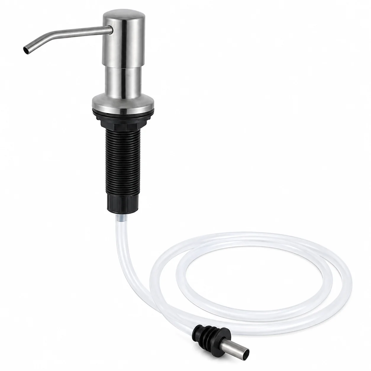 304 Stainless Steel Press-Type Sink Soap Dispenser 17oz/500ml with 120mm Extension Tube Kitchen & Bathroom Liquid Soap Pump